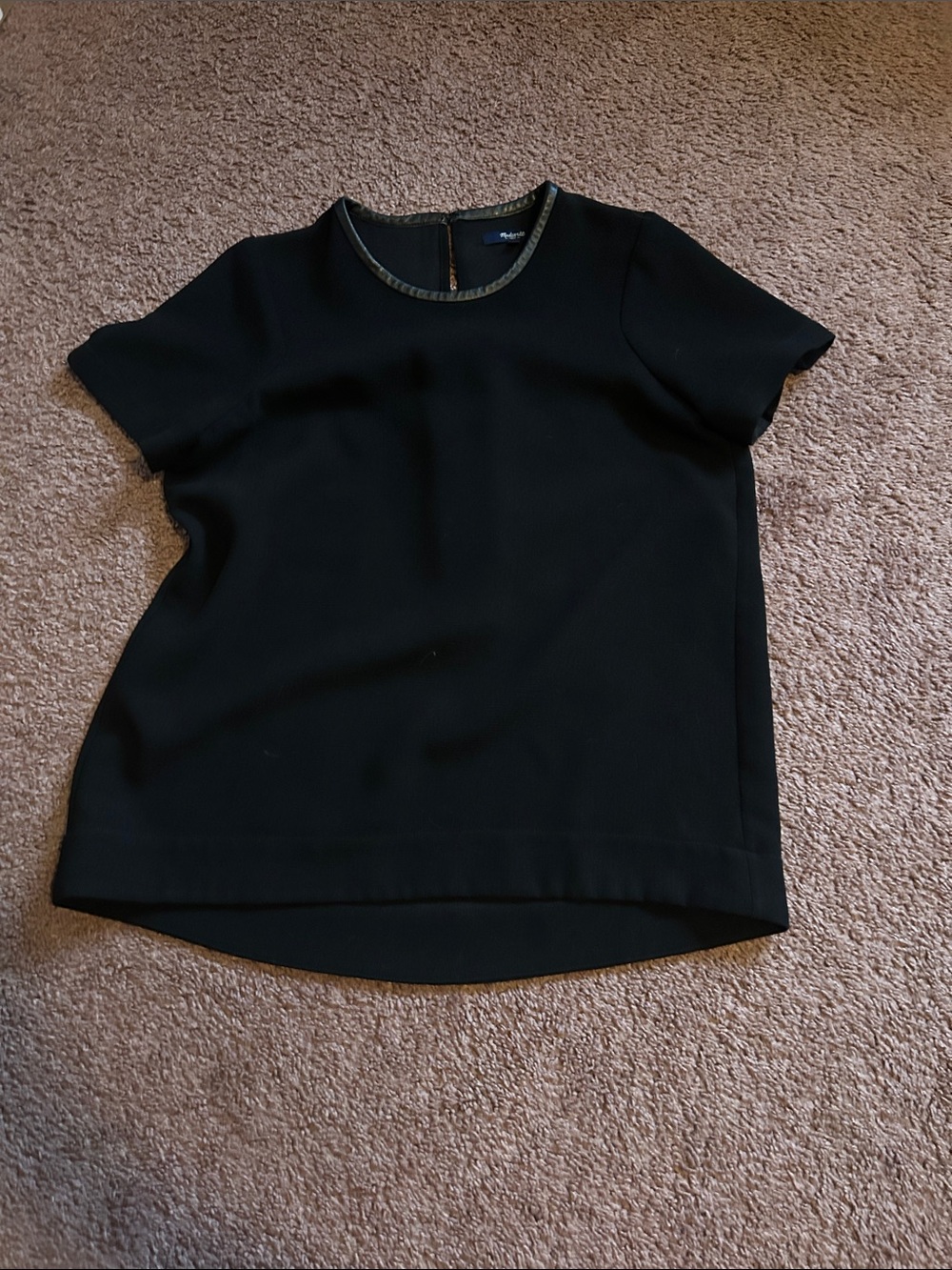 Madewell Black Short Sleeve Crewneck Top with Trim